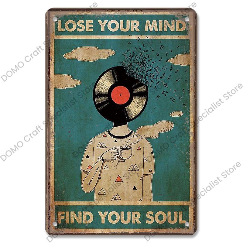 Retro Music Poster Metal Tin Signs Music CD Radio Guitar Singer Vintage Metal Plate Wall Decor Music Party Bar Club Living Room