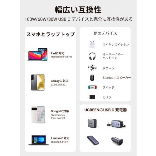 UGREEN USB Type C Cable PD Compatible 100W/5A Super Rapid Charging USB C To USB C Disconnection Prevention Compatible with Type-c Models Such As iPhon