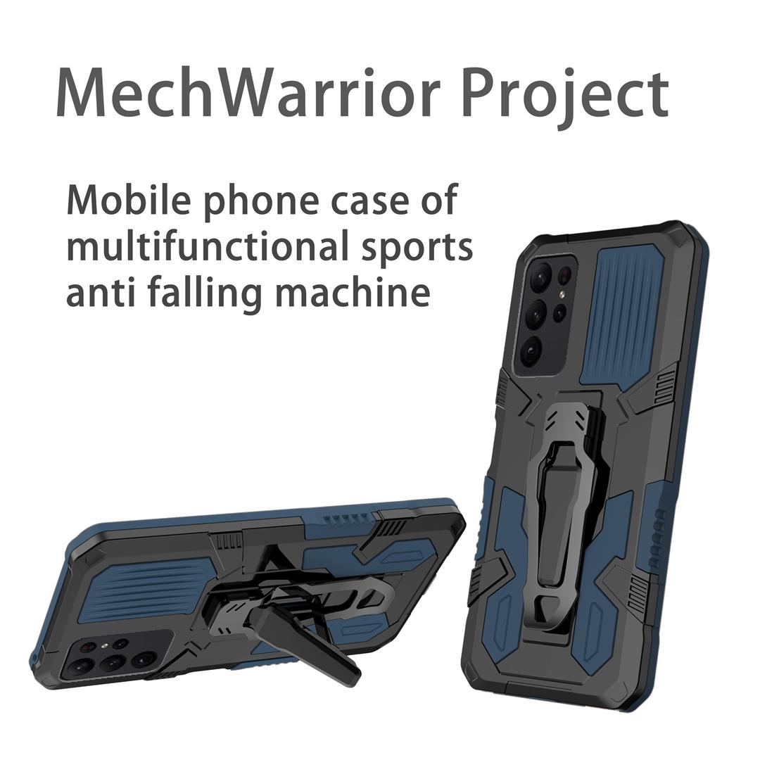 

MechWarrior Project for Samsung Galaxy S23 Ultra TPU+PC Impact Resistant Phone Case Belt Clip Holster Cover with Kickstand Blue