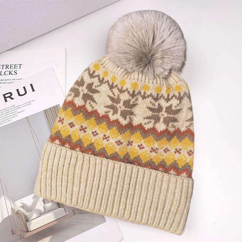 Cross-Border Knitted Christmas Hat for Adults - Warm, Fashionable with Bell Pom Pom