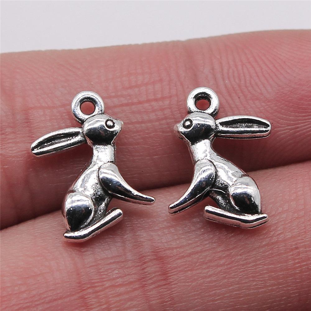 10pcs Antique Silver Color Rabbit Charm Pendants Jewelry Accessories Rabbit Charms For Jewelry Making