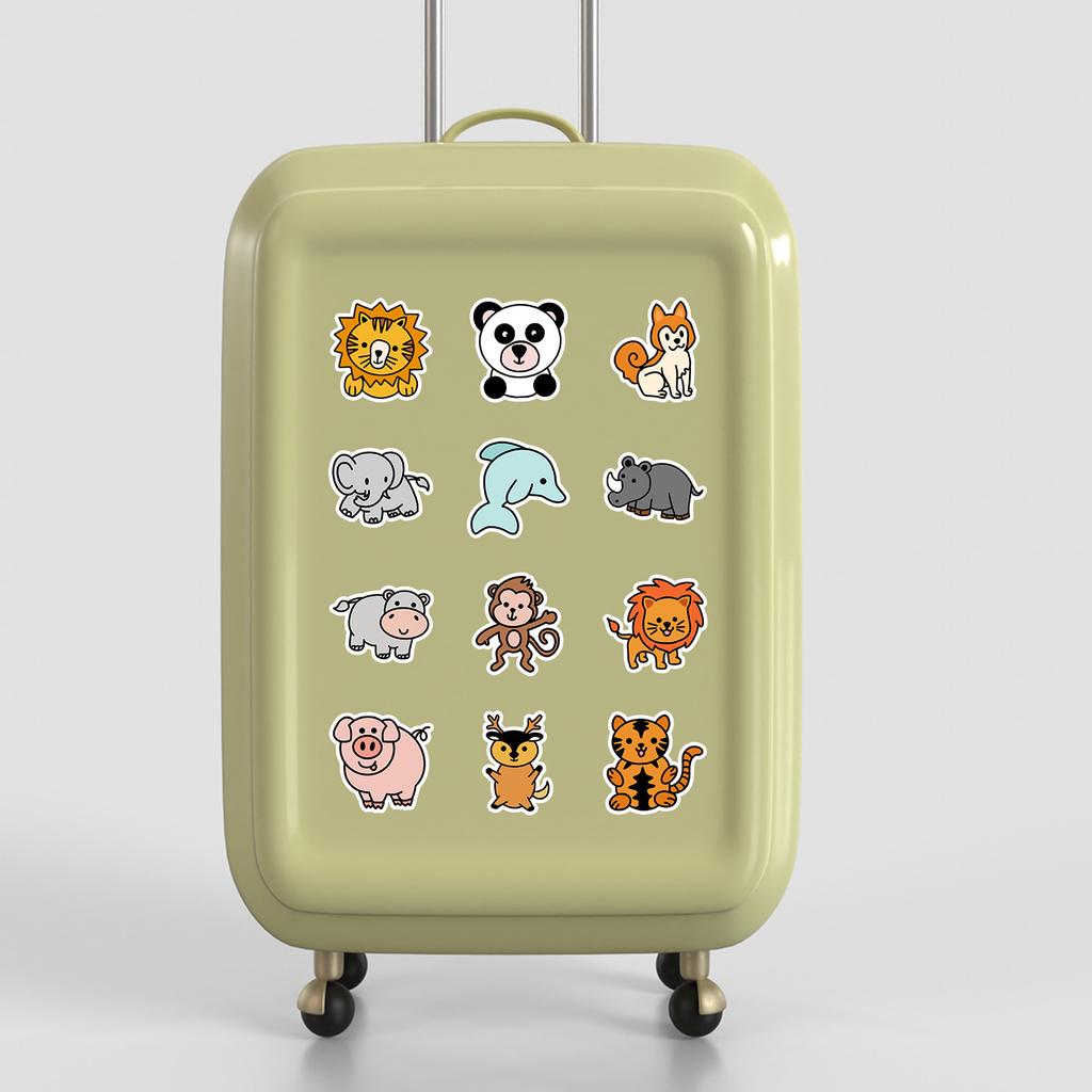 50 Cartoon Small Animals Doodle Stickers Creative Cute Animal Water Cup Suitcase Waterproof Decorative Stickers