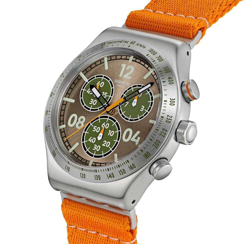 Swatch VACATION TIME YVS101 Men's Wristwatch, Orange