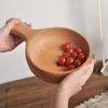 450/650ml Natural Beech Wood Handmade Salad Bowl with Handle Household Fruit Serving Tray Home Kitchen Cheese Butter Platter