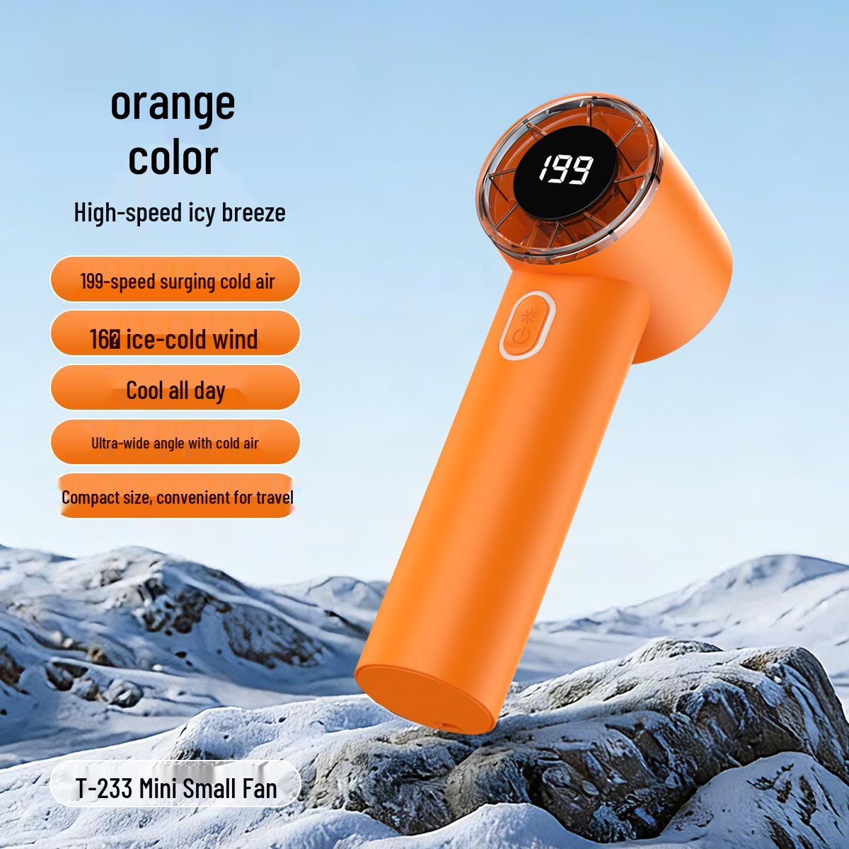 T233 High-Speed USB Rechargeable Handheld Fan with Digital Display