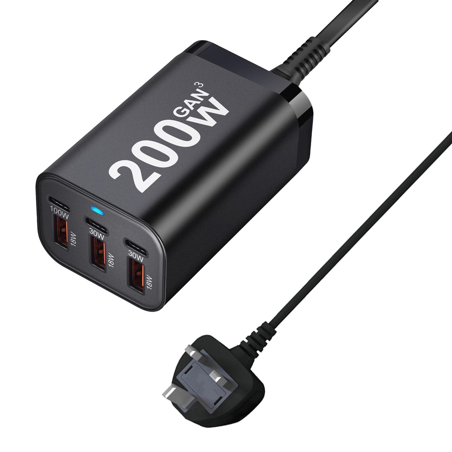200W Multi-Port Desktop GaN PD Charger with 3C3A Direct Charging