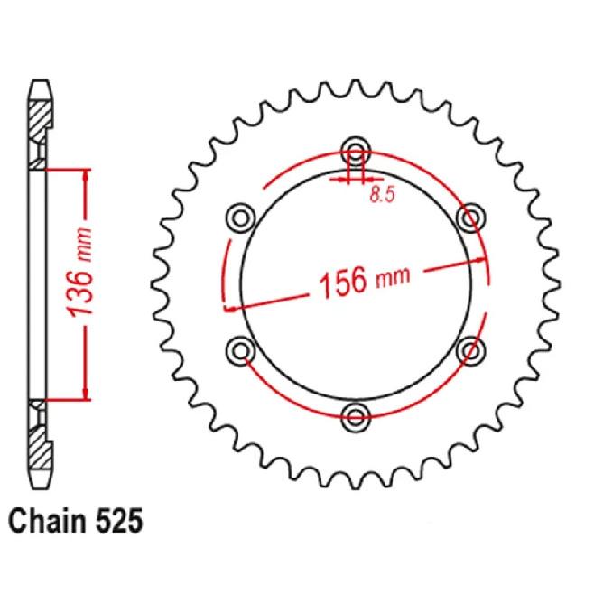 525 41T 42T 43T Motorcycle Rear Sprocket Gear For Suzuki DR 650 SE DR650SE 1996- XF650 Freewind 650 1997-2002