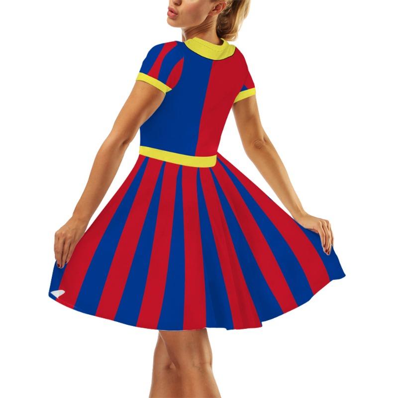 Halloween Carnival Circus Show Skirt Digital Print Women's Crew Neck Dress Clown Dress
