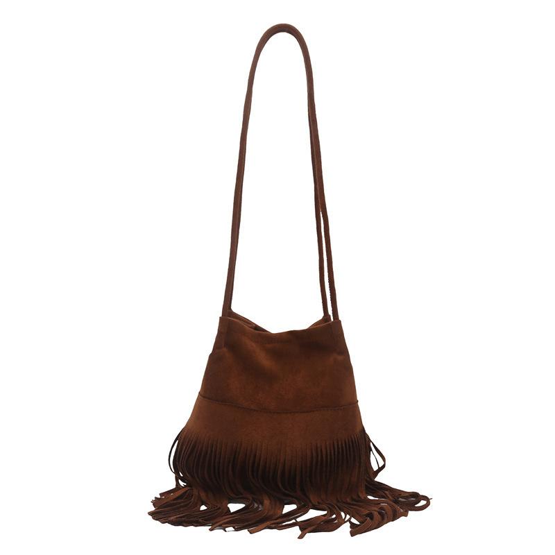 Niche Retro Fringed Portable Small Square Bag Women's 2025 Autumn New Casual Personality Trendy Versatile Shoulder Messenger Bag