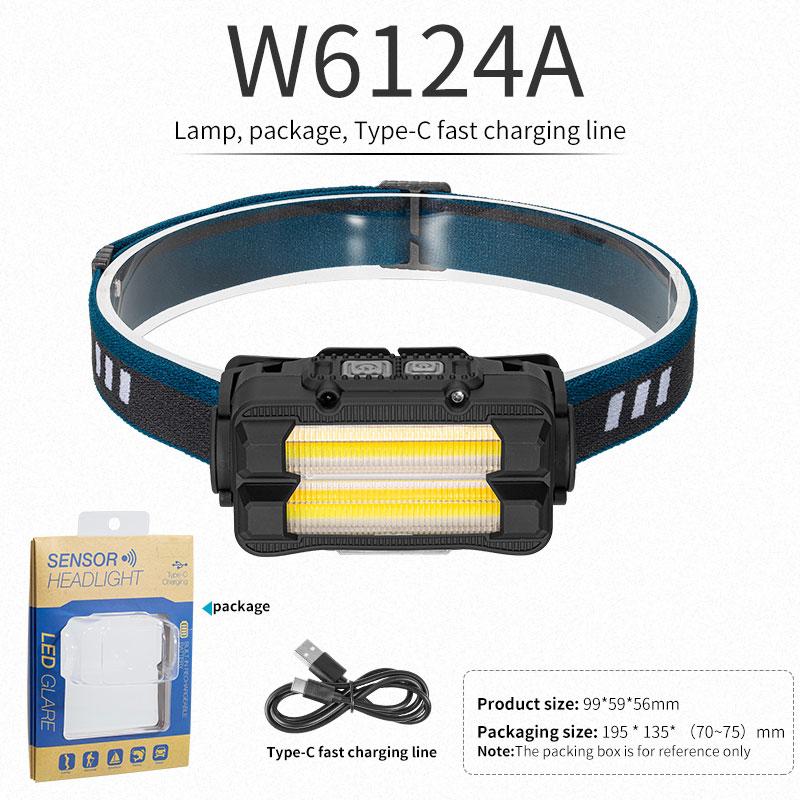 USB Rechargeable Headlights Outdoor Household Portable LED Headlamp with Built-in 1800mah Iithium Battery Head Lamp