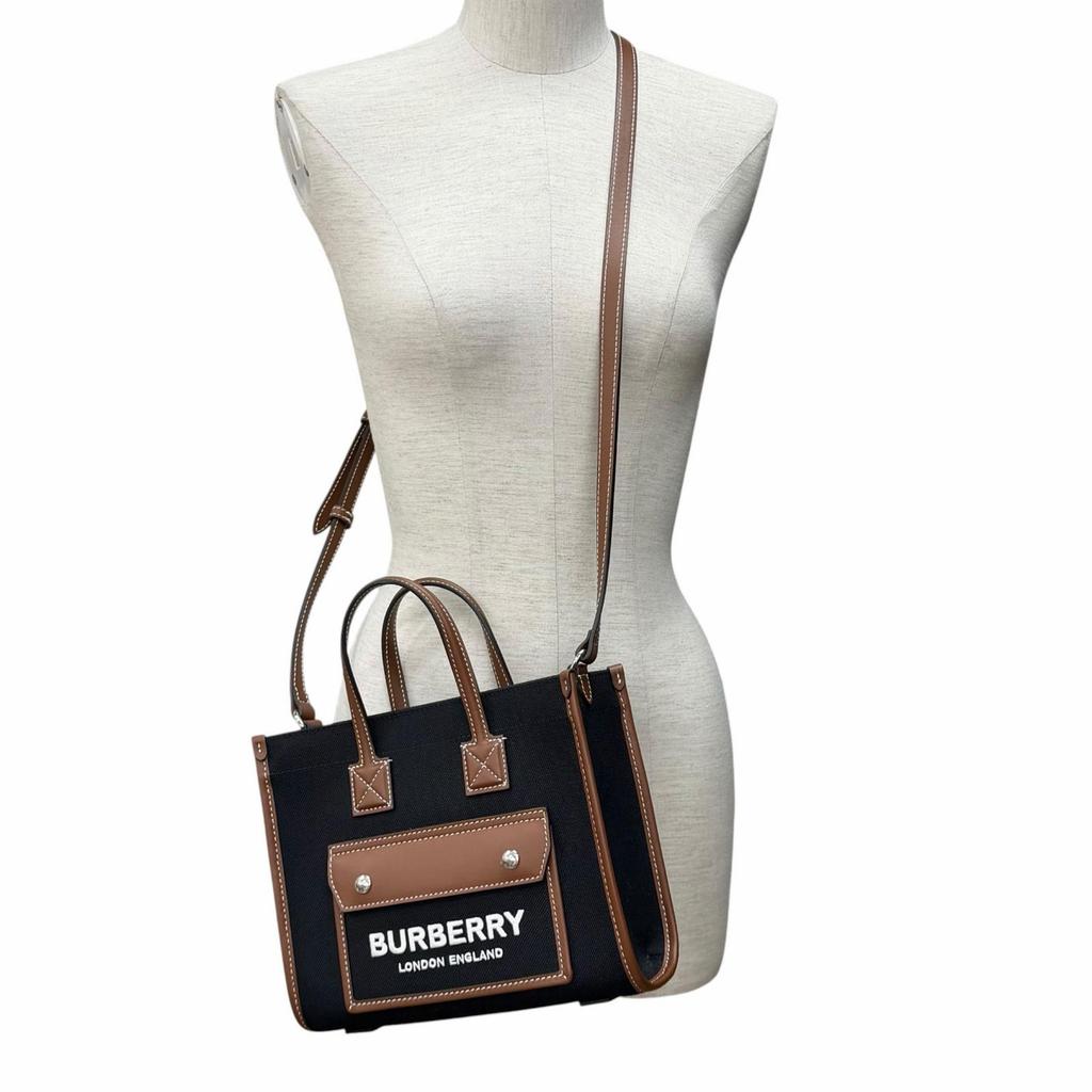 Pristine BURBERRY Shoulder Bag black canvas Women 8055749 Used