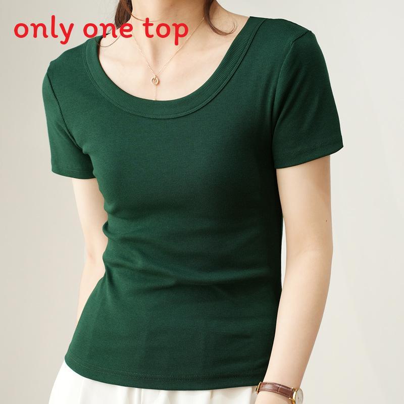 Casual Summer T Shirt For Women With High Elastic Ribbed Fabric And U Neck Design