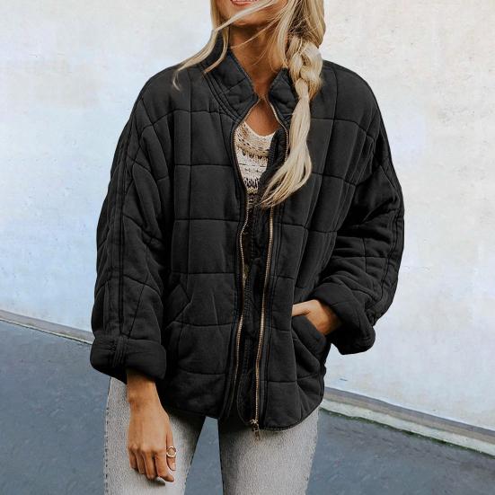 

KOKKO Женщины Зимнее пальто Карманы Сплошной цвет Толстая стойка Воротник Длинные рукава Сохранить тепло Мягкий Повседневный Кардиган Осеннее пальто