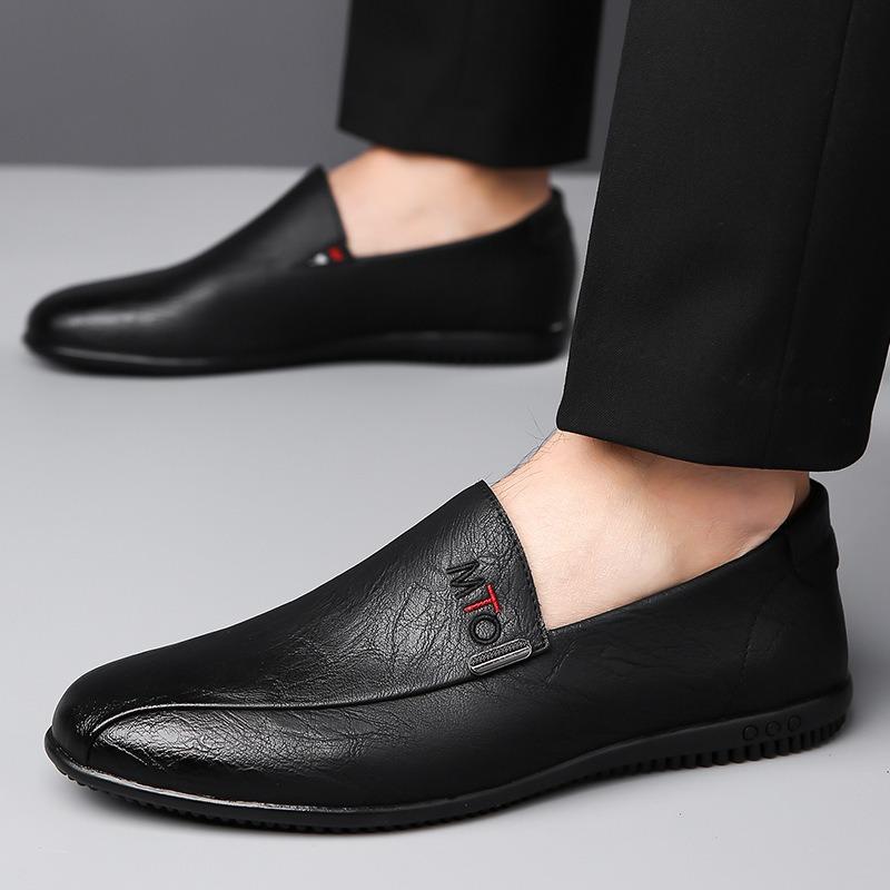 Men's Casual Leather Shoes Soft Leather Soft Sole Work Shoes Cover Feet Pedal Doudou Shoes Trendy British Men's Shoes
