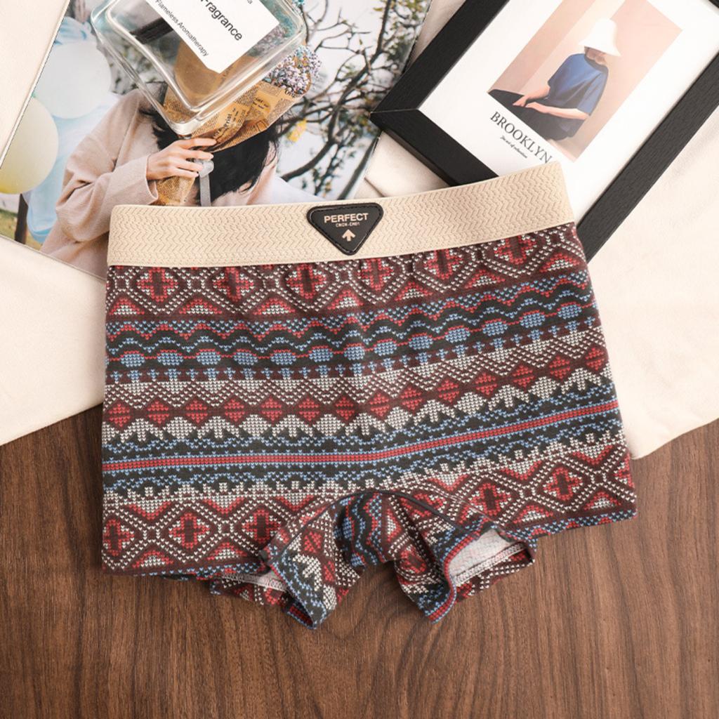 Damen Neue Baumwollschritt Slips, Ethnisch, Atmungsaktive Mittelhohe Taille Shorts