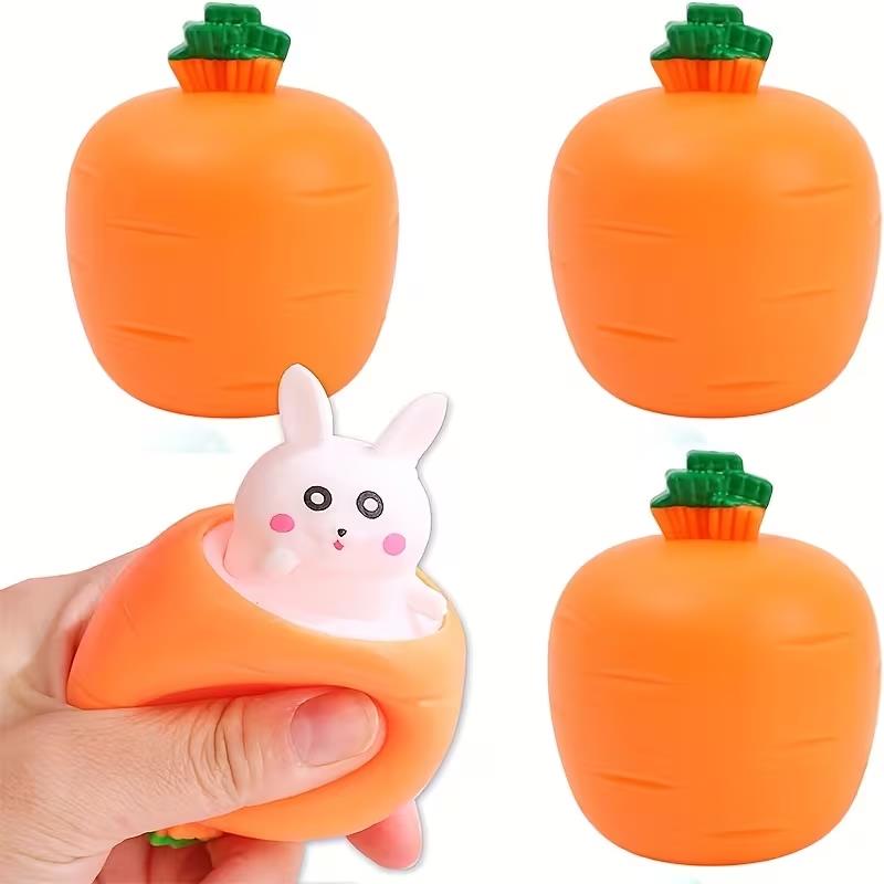 

1/4pcs Easter Rabbit Carrot Squeeze Toy Gift for Kids Birthday Favors School Rewards Happy Easter Party Home Decoration Supplies 1pcs