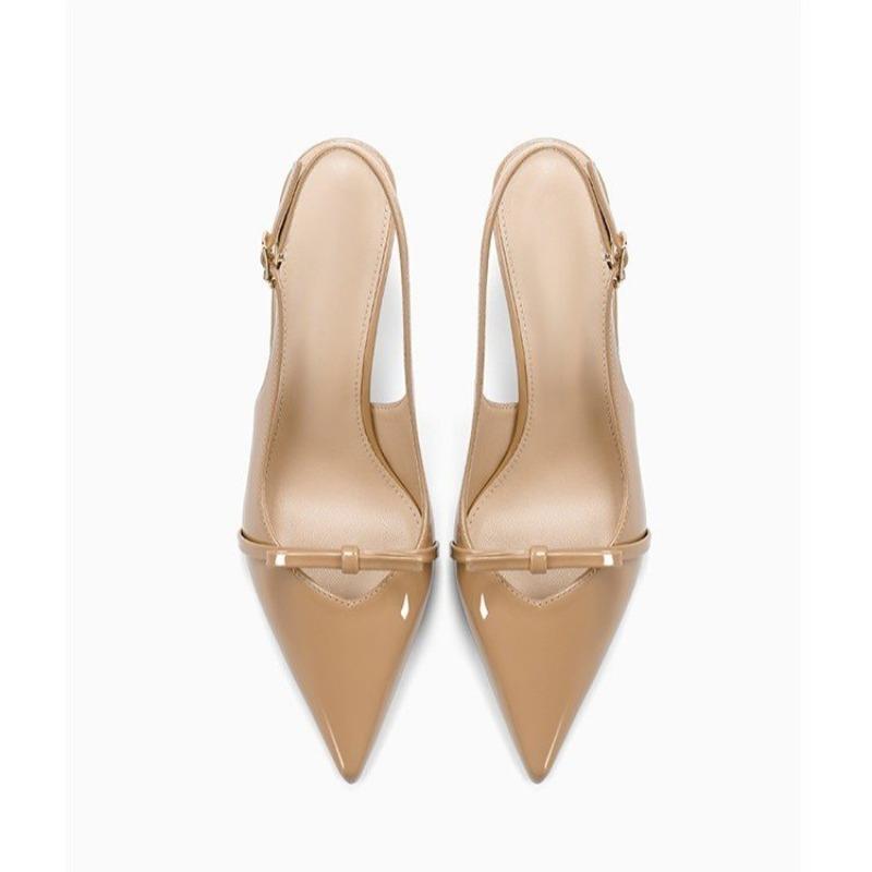Fashion New Fashion Pointed Toe Women's Sandals Bow Luxury Brand Sexy Buckle High Heels Slingback Shallow Mouth Girls Mary Jane Shoes