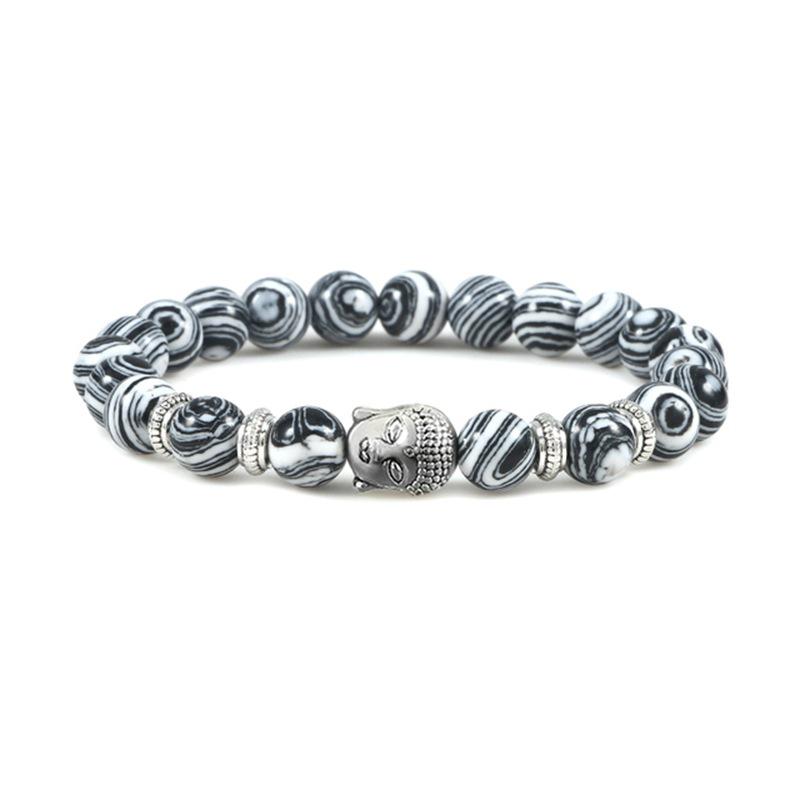 Trendy Tiger Eye & Volcanic Stone Beaded Bracelet with Buddha Head - Multiple Styles for Women