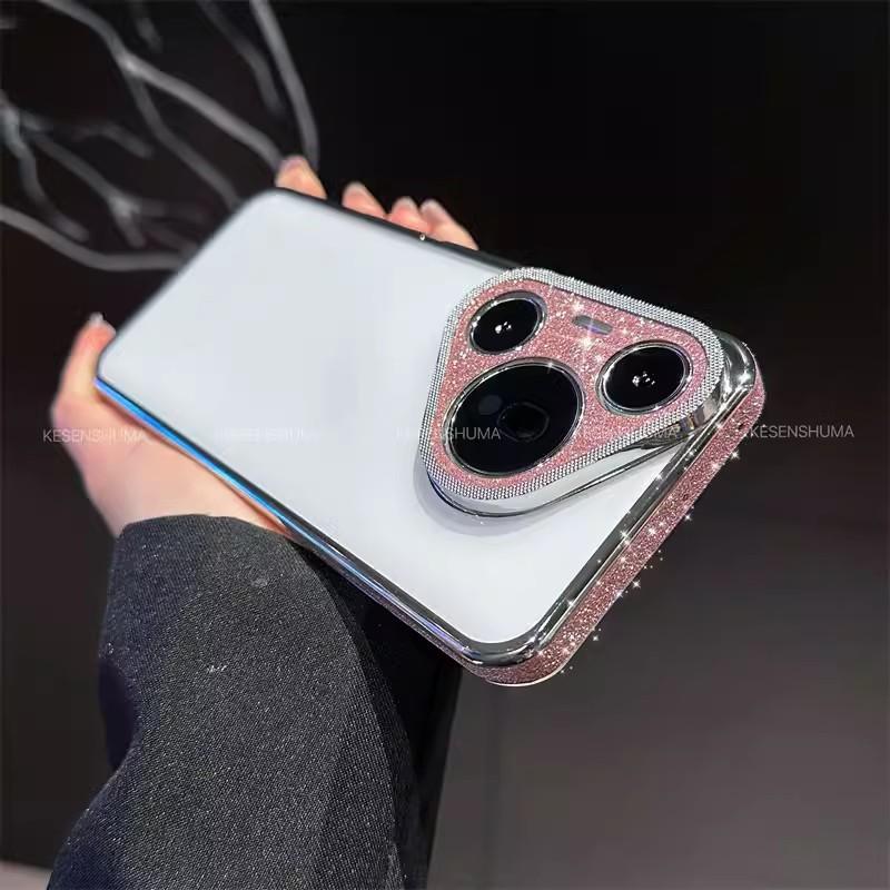 

Чехол для телефона Huawei Mate60pro Glitter Galaxy Совместим с Pura70Ultra Роскошный Прозрачный Противоударный Защитный Чехол pura70pro+ розовый