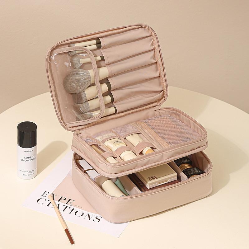 Makeup Organizer Travel Bag With Divider Oxford Fabric Portable Cosmetic Case For Women