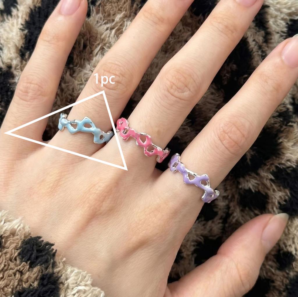 PANJBJ 925 Silver Golden Flower Rings For Women Drip Glaze Plant Irregular Adjustable Sweet Jewelry Gift