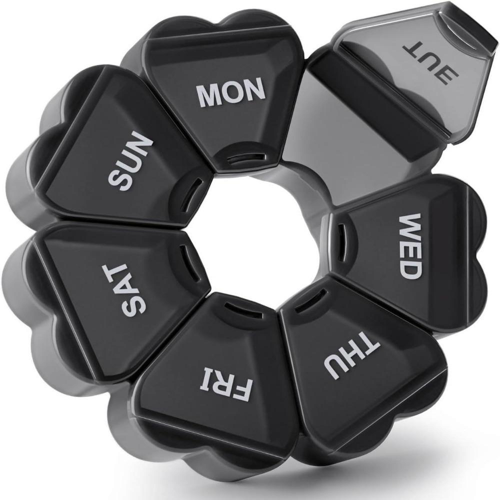 Large Capacity Pill Organizer Weekly 7 Day Compartments Easy Open Daily Pill Box Portable Pill Dispenser Case