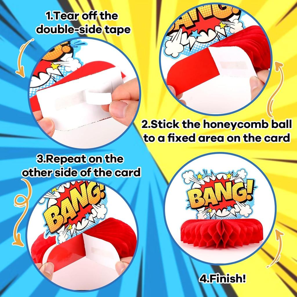 27pcs Super Theme Party Decorations Set Hero Birthday Banner Hanging Swirls and Honeycomb Centerpieces Fun Hero Theme Party Decor for Boys Girls Kids