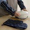 1Pc Striped Cotton Microwave Oven Gloves Insulation Pad Table Mat Sleeve Set Heat Resistant Mitts Baking Cooking Tool