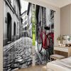 2Pcs Bicycle Curtain Vintage Look Classic Bike On Cobblestone Street In Italian Town Leisure Retro Effect Tones For Bedroom
