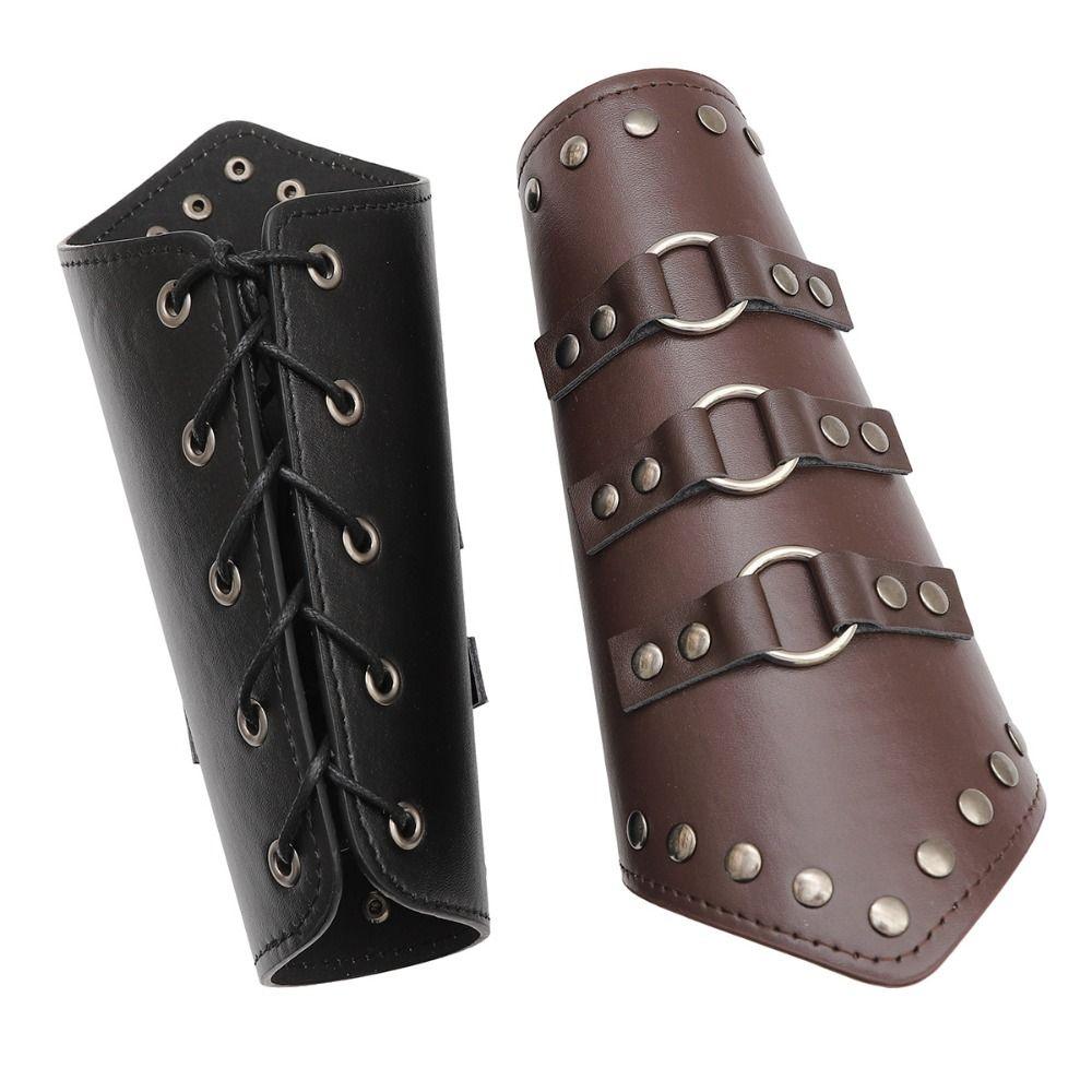 Leather Archery Arrow Punk Viking Bracer Sports Accessories Safe Strap  Unisex