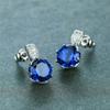 2025 Blue CZ Stud Earrings for Women New Modern Design Luxury Trendy Female Accessories Wedding Party Temperament Zircon Gift