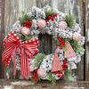 Christmas Ball Flocked Needle Wreath Ornament Creative Bow Red Berry Vine Wreath