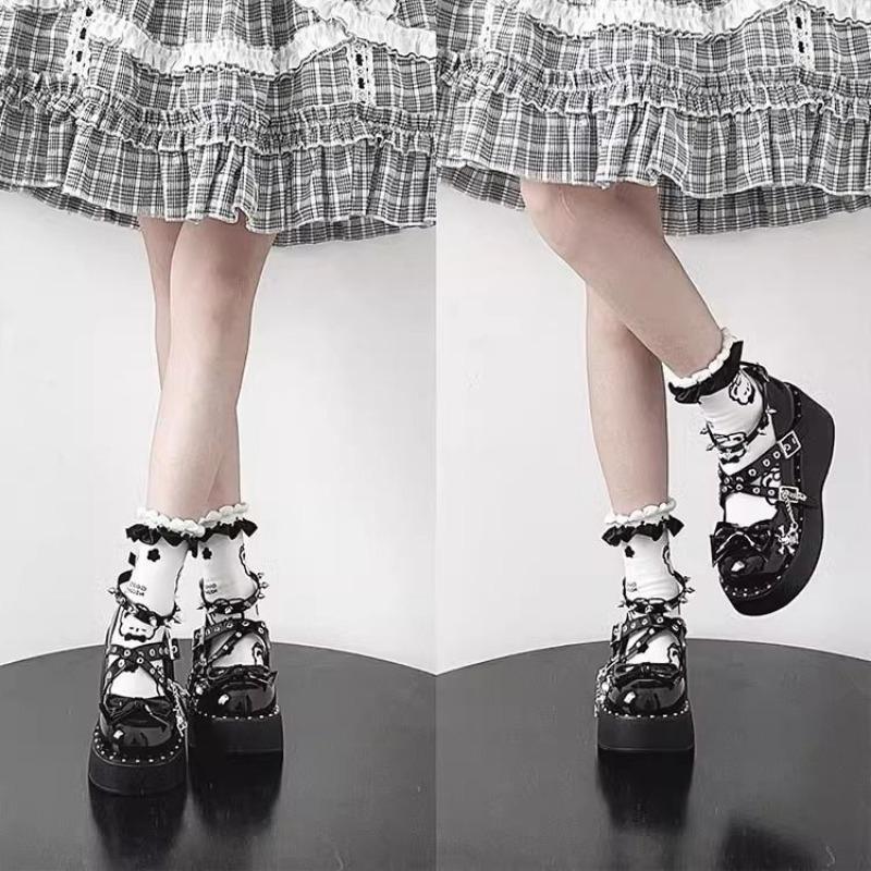 Women Lolita Shoes Fashion Mary Jane Shoes Japanese Style JK Skirt Shoe Cute Sweet Bow Single Shoes for Women Small Leather Shoe