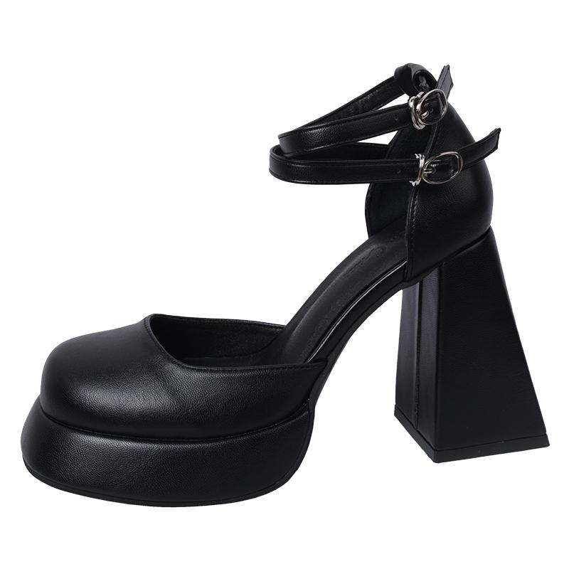 

Fashion Mary Jane Shoes for Women 2024 New Spring and Autumn Thick Heel High Heels Waterproof Luxury Brand Women s Shoes High Heels 41 чёрный