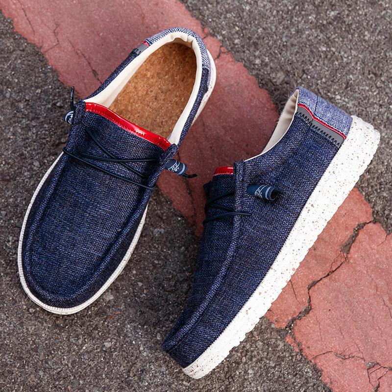 

Мужские парусиновые туфли, мужские мокасины, легкие, с мягкой подошвой, дышащие, без застежек, повседневные туфли для ходьбы для мужчин, большой размер 40 синий