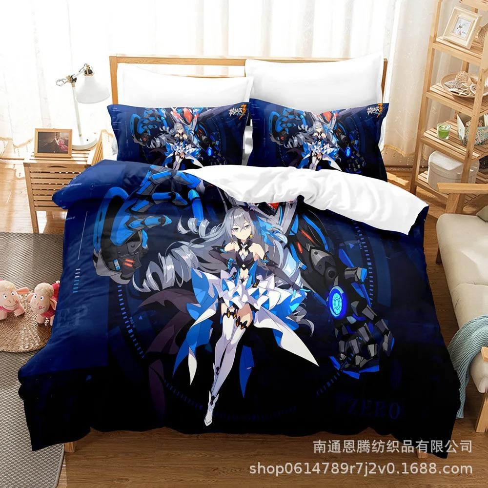Honkai Impact 3 Bedding Set Single Twin Full Queen King Size Game Anime Bed Set Aldult Kid Bedroom Duvetcover Sets 3D Print 011