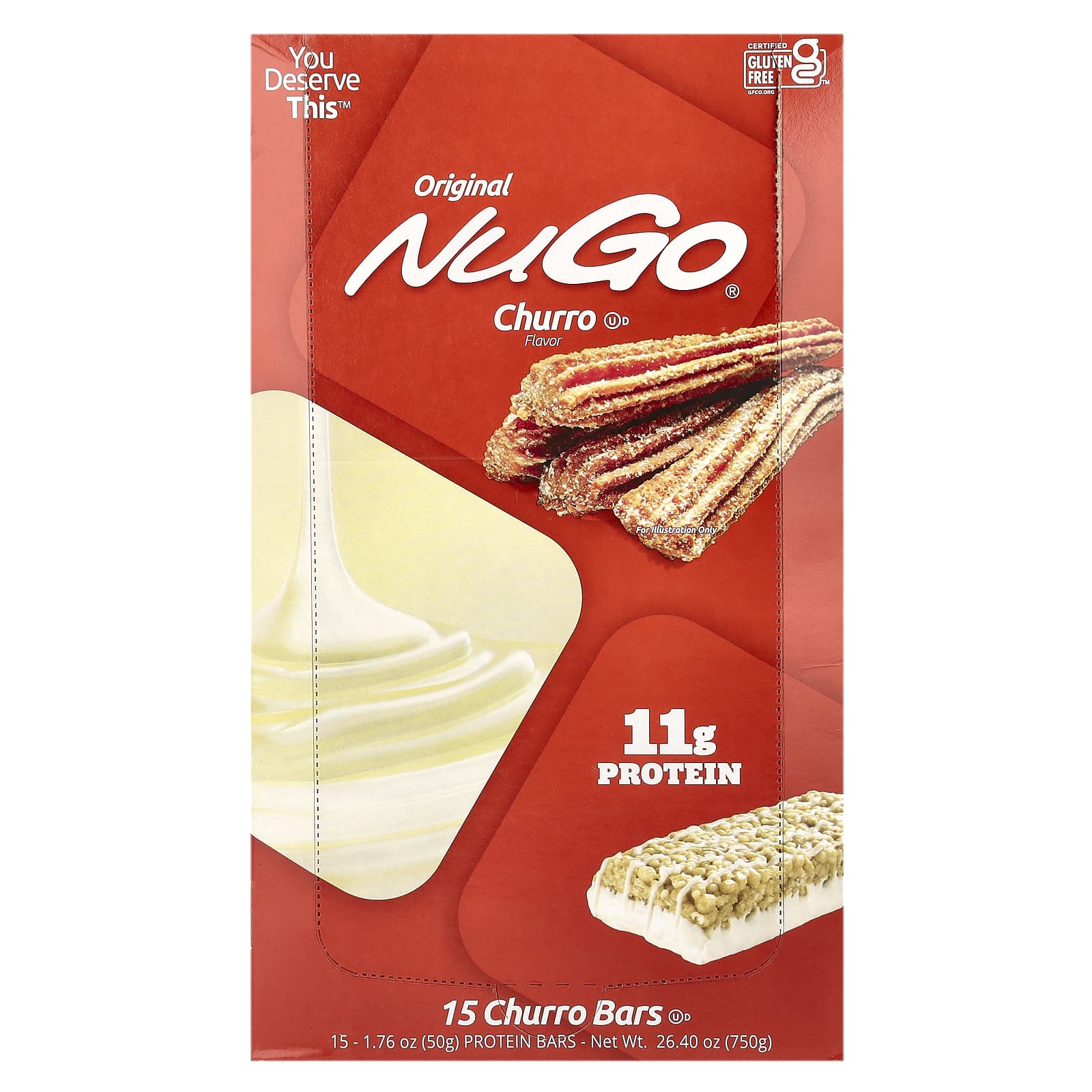 

NuGo Nutrition, Original, Protein Bar, Churro, 15 Bars, 50 g (1.76 oz) Each