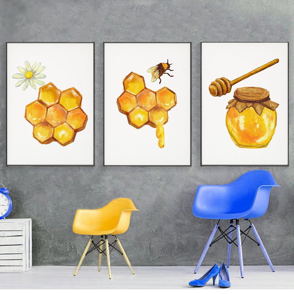 Antique Bee Print Natural Poster Insect Retro Chinese Bee Wall Art Oil Painting