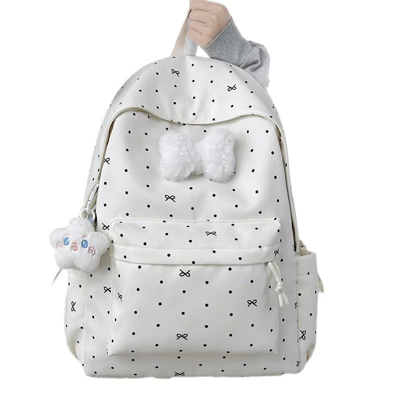 Schoolbag Versatile High-value Female Student School Bag Junior High School Girl Heart Atmosphere Polka Dot Bow Backpack High School