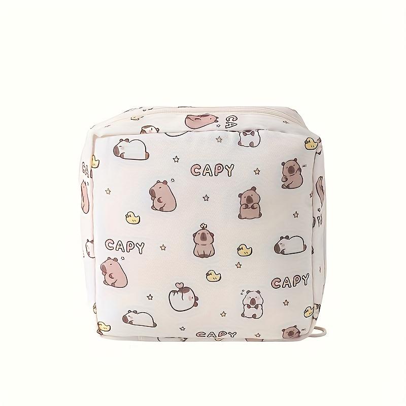 Cute Cartoon Girl Sanitary Napkin Storage Bag Portable Travel Pouch Large Capacity Sanitary Pad Organizer Travel Cosmetic Storage Data Cable Organizer