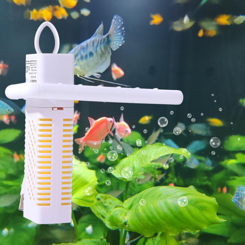 Silent Submersible Aquarium Filter USB Aquarium Internal Filter 3 in 1 Air Pump Wave Maker  Home