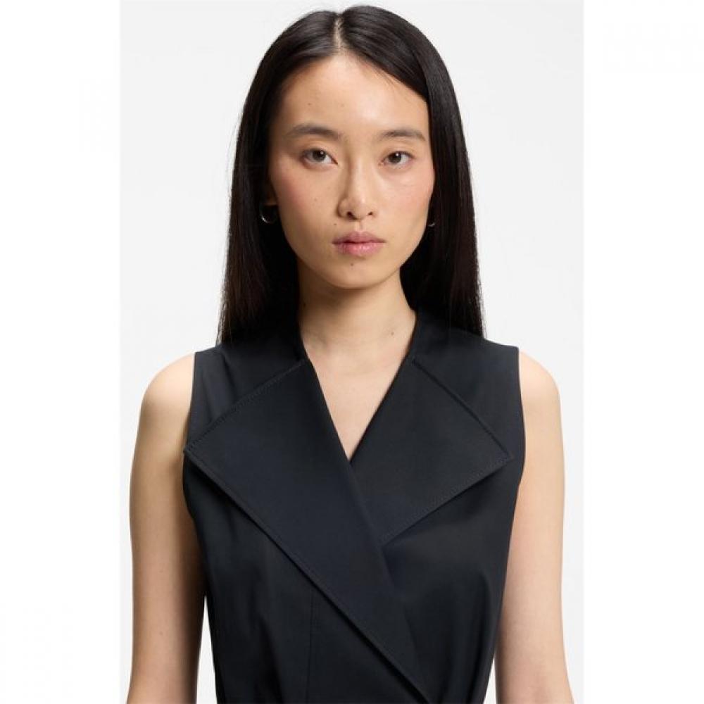 BoSS Women S adjuStable Belt Stretch Cotton Wrap dreSS Dark Blue