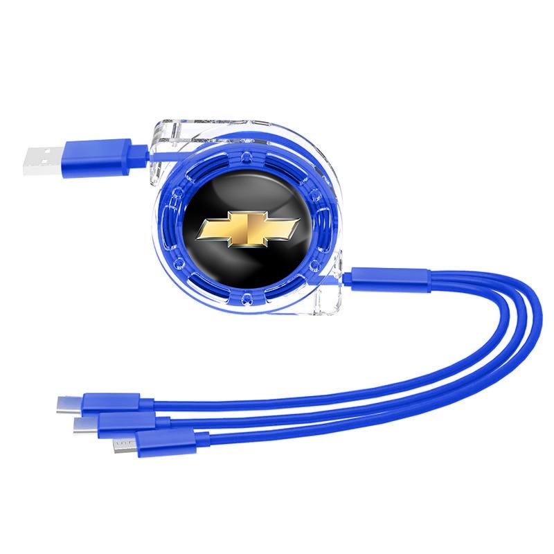 Car Quick Charger Micro USB Type-C 3-in-1 Fast Charging Cable For Chevrolet Cruze Spark Captiva Suburban Camaro Malibu Silverado