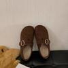 Retro suede single shoes women's winter new soft-soled flat bottom with skirt Doudou shoes Mary Jane