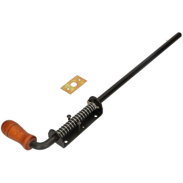 Verrou de porte avec ressort KOTARBAU Verrou de porte en acier, résistant aux intempéries, poignée en bois laqué, 480 mm