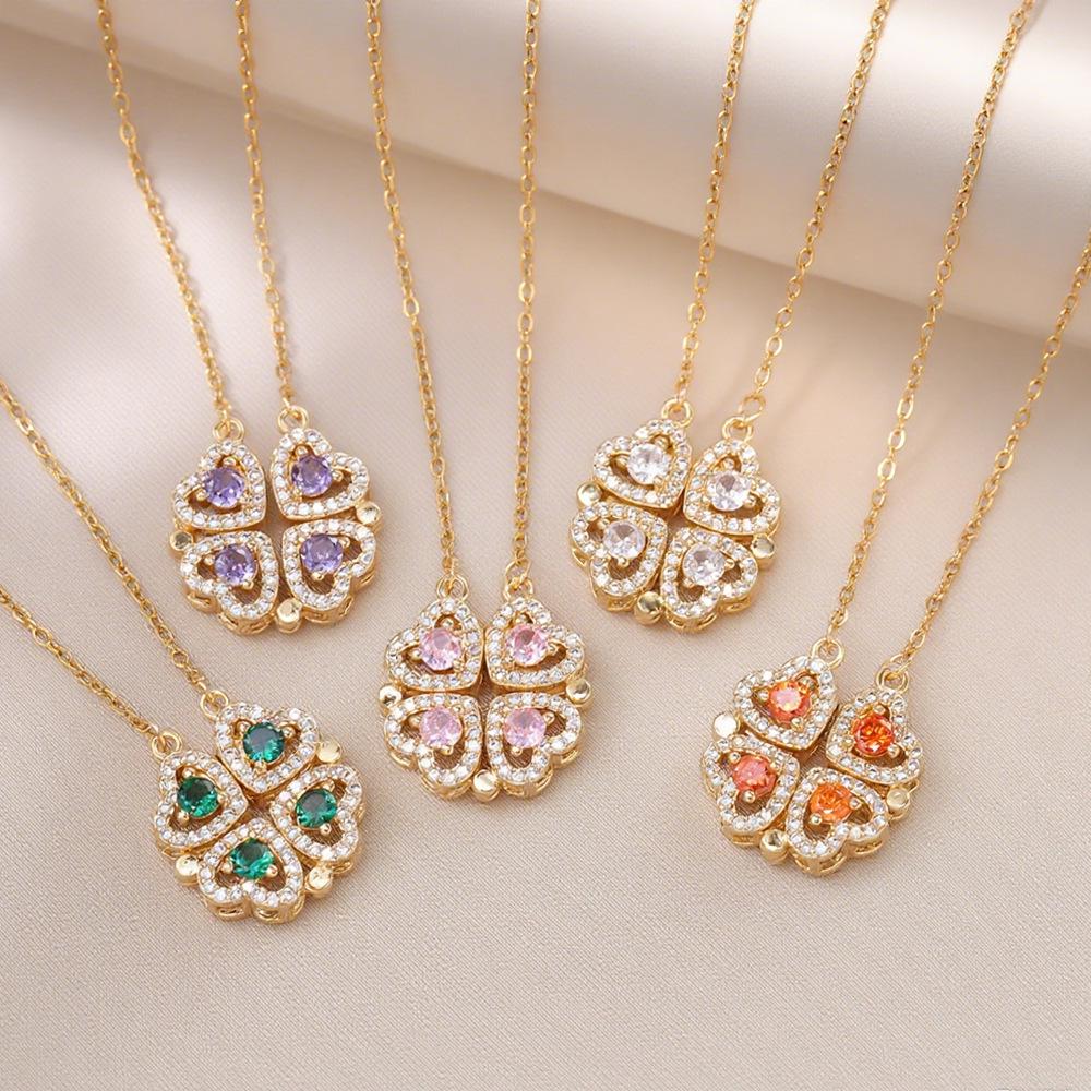 Heart-to-Heart Openable Four-Leaf Clover Necklace - High-End Light Luxury Clavicle Chain