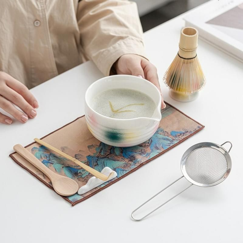 4/8PCS Japanese Matcha Tea Set Tea Brush Stand High Temperature Handmade Matcha Ceremony Kit Tea Set Accessories Gift Box New