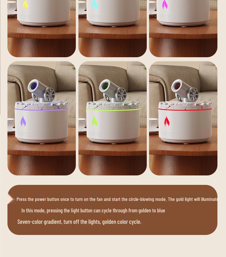 Creative Mini Canon Aroma Diffuser: Desktop Air Atomizing Volcano Humidifier