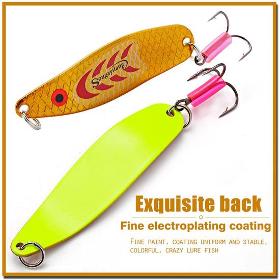 5pcs/color Fishing Bait Hard Metal Jig Spoon Lures Carp Fishing Tackle Lure Set with Treble Hook