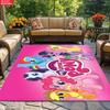 Cute Cartoon Pony Area Rug, Pink Character Group Theme Non-slip Mat, Decorative Carpet for Kids Girls Bedroom, Washable Gift